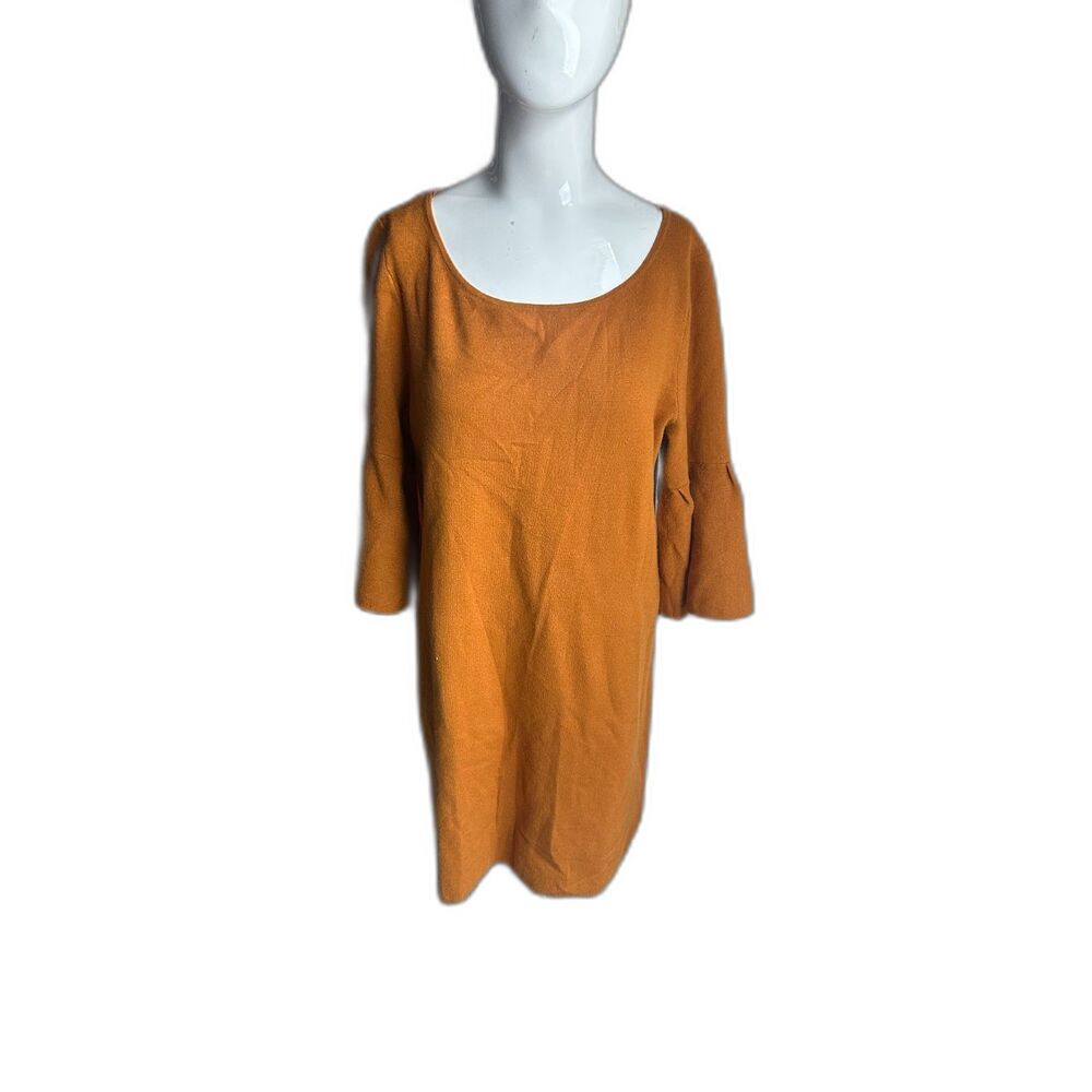 Moth by Anthropologie Chester Bell Sleeve Knit Sweater Dress Sz L Orange Rust
